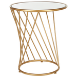 Couchtisch 2er Set Glas / Metall Spiegeleffekt gold rund TWIST