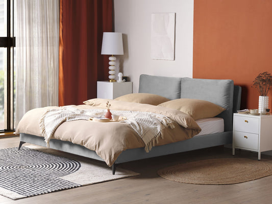 Bett mit Lattenrost Samtstoff MELLE 180 x 200 cm Grau