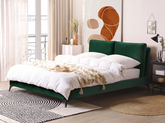 Bett mit Lattenrost Samtstoff MELLE 160 x 200 cm Smaragdgrün