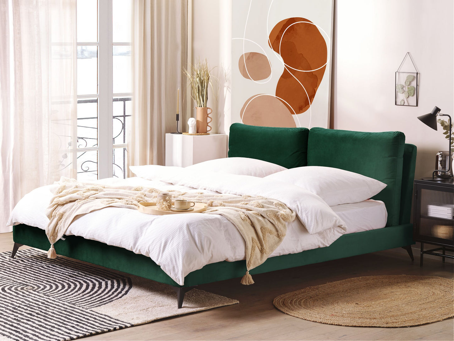Bett mit Lattenrost Samtstoff MELLE 180 x 200 cm Smaragdgrün