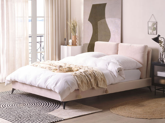 Bett mit Lattenrost Samtstoff MELLE 140 x 200 cm Pastellrosa