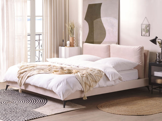 Bett mit Lattenrost Samtstoff MELLE 180 x 200 cm Pastellrosa