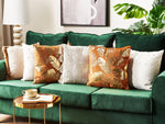 Dekokissen 2er Set SUNFLOWER Samtstoff 45 x 45 cm Orange Pflanzenmuster