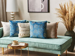 Dekokissen 2er Set DELICIOSA Samtstoff 45 x 45 cm Blau Pflanzenmuster