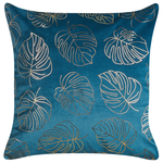 Dekokissen 2er Set DELICIOSA Samtstoff 45 x 45 cm Blau Pflanzenmuster
