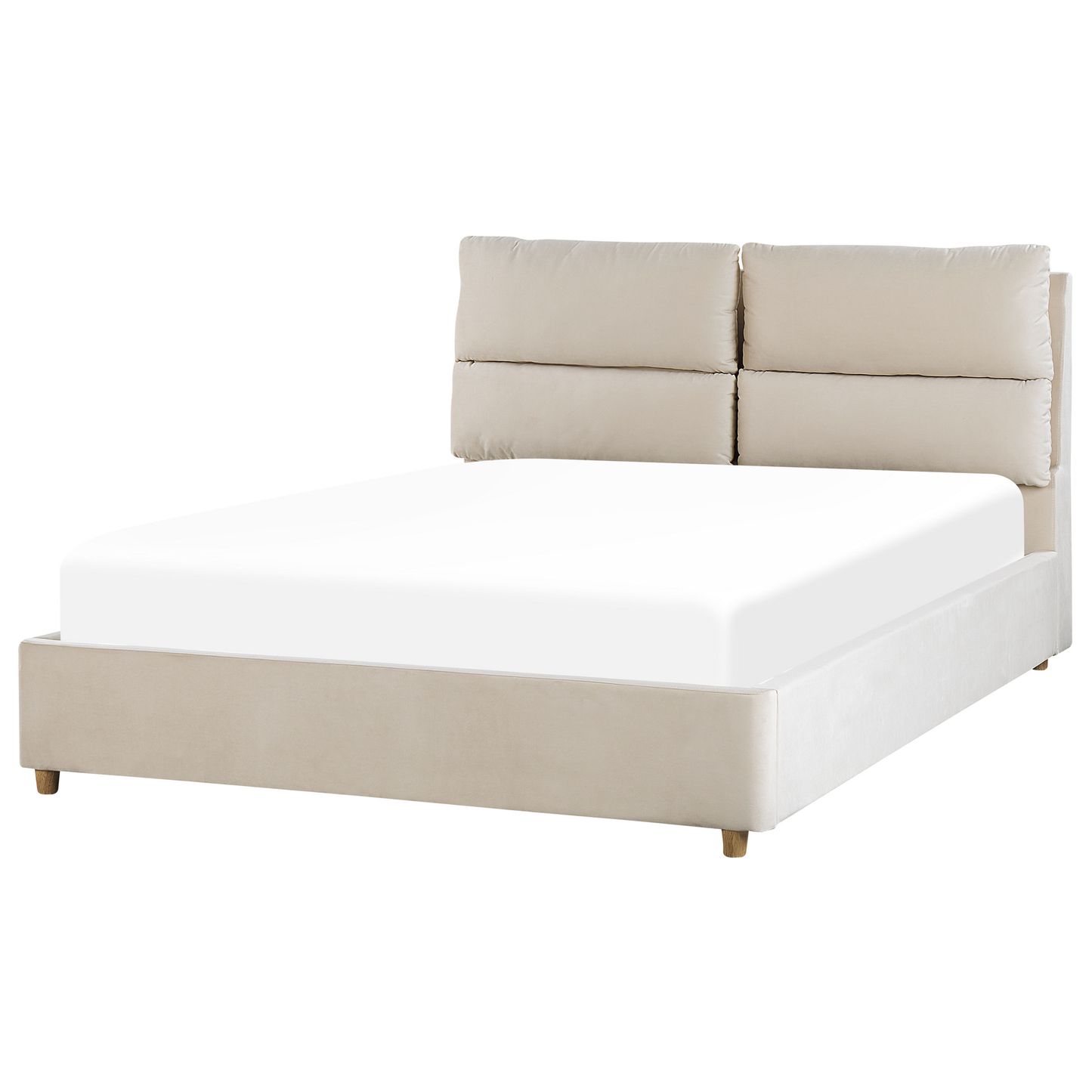 Bett mit Stauraum Samtstoff BATILLY 140 x 200 cm Hellbeige