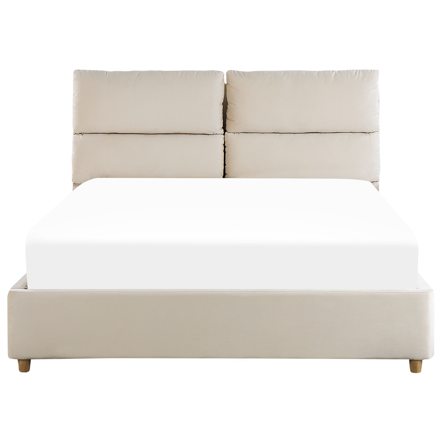 Bett mit Stauraum Samtstoff BATILLY 140 x 200 cm Hellbeige