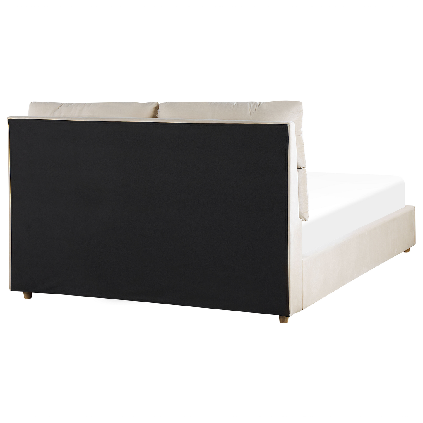 Bett mit Stauraum Samtstoff BATILLY 140 x 200 cm Hellbeige
