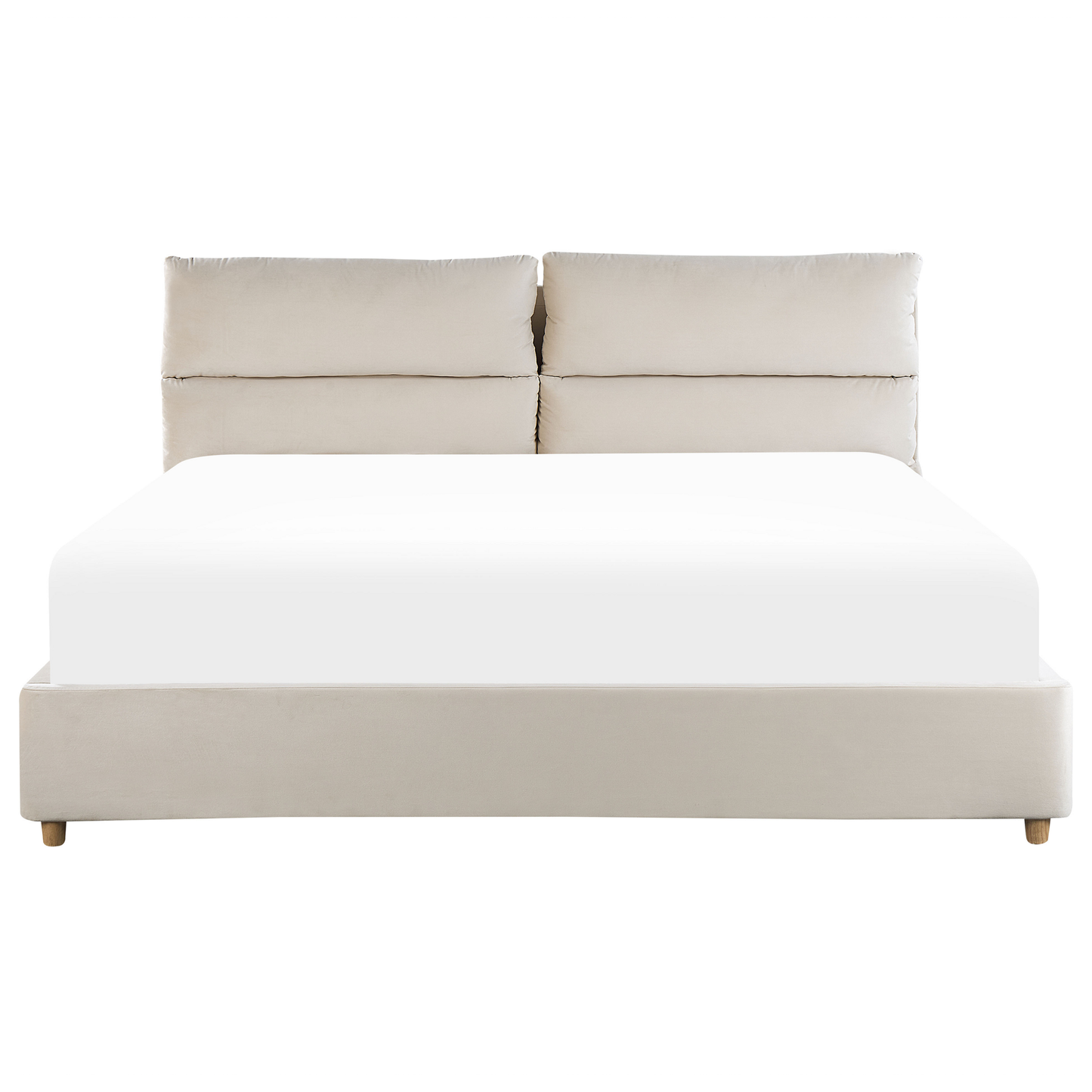 Bett mit Stauraum Samtstoff BATILLY 180 x 200 cm Hellbeige