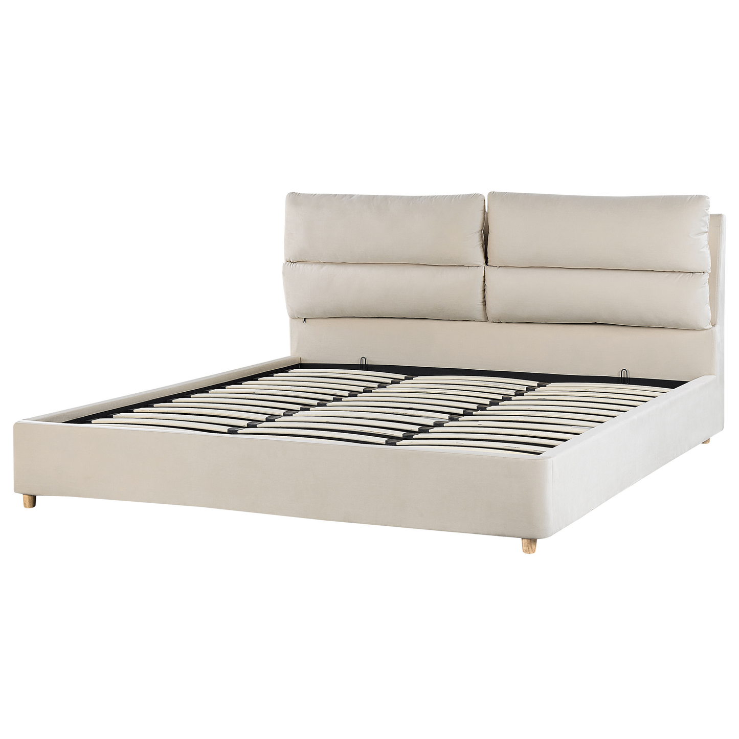 Bett mit Stauraum Samtstoff BATILLY 180 x 200 cm Hellbeige