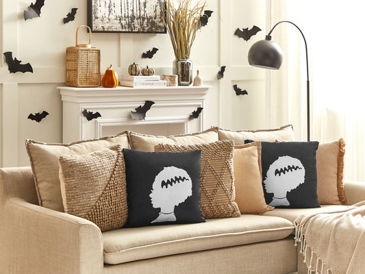 Dekokissen 2er Set MANDEVILLA Samtstoff 45 x 45 cm Schwarz Abstraktes Muster