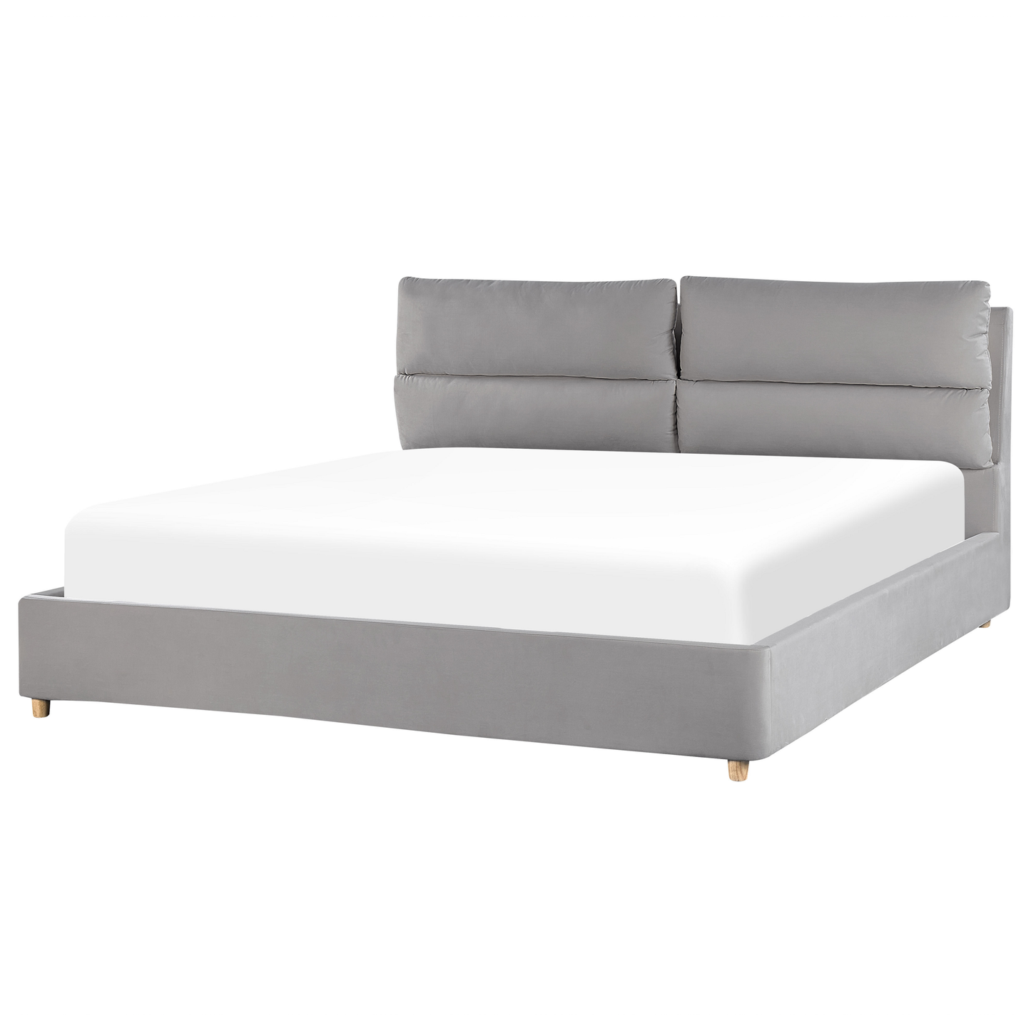 Bett mit Stauraum Samtstoff BATILLY 180 x 200 cm Hellgrau