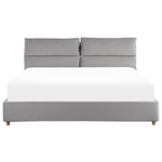 Bett mit Stauraum Samtstoff BATILLY 180 x 200 cm Hellgrau