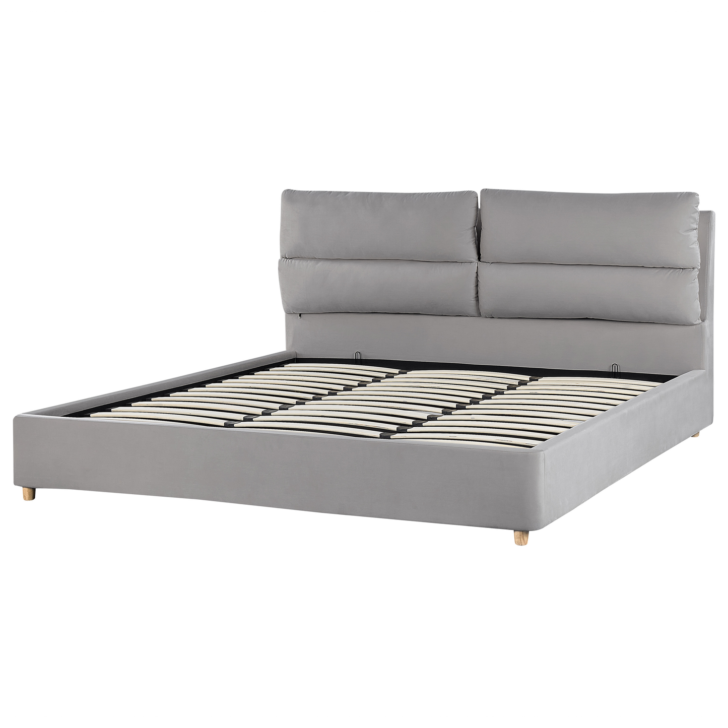 Bett mit Stauraum Samtstoff BATILLY 180 x 200 cm Hellgrau