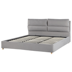 Bett mit Stauraum Samtstoff BATILLY 180 x 200 cm Hellgrau