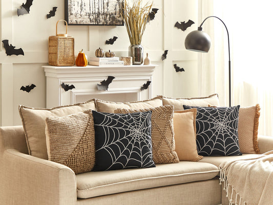Dekokissen 2er Set LYCORIS Samtstoff 45 x 45 cm Schwarz Abstraktes Muster
