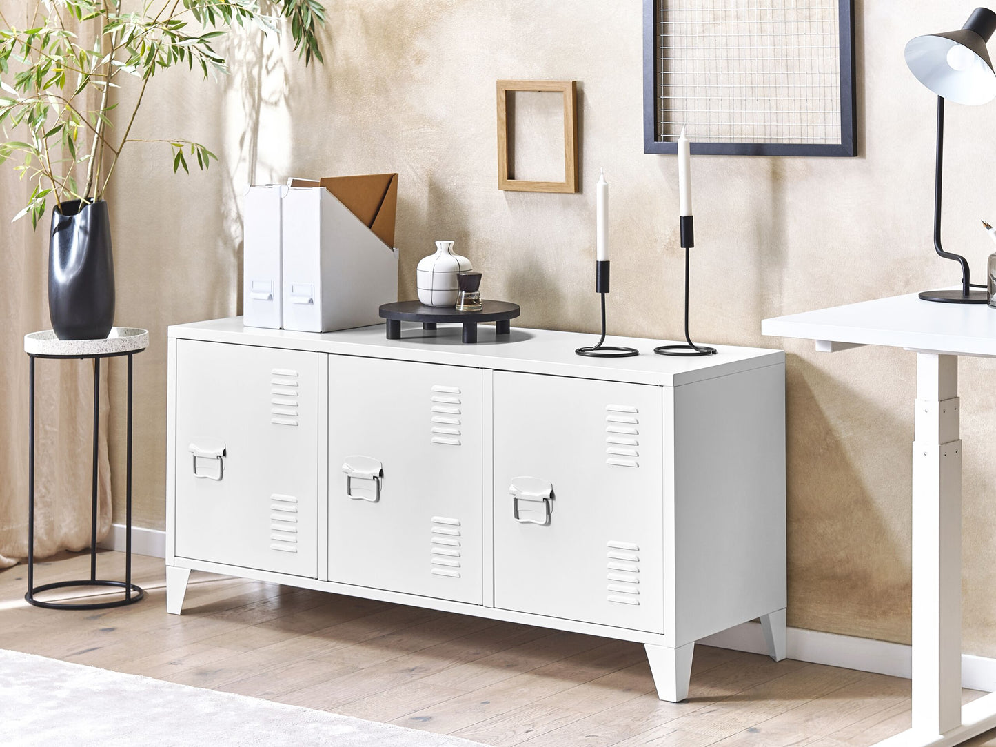 Sideboard Metall weiss 3 Türen CARDIFF