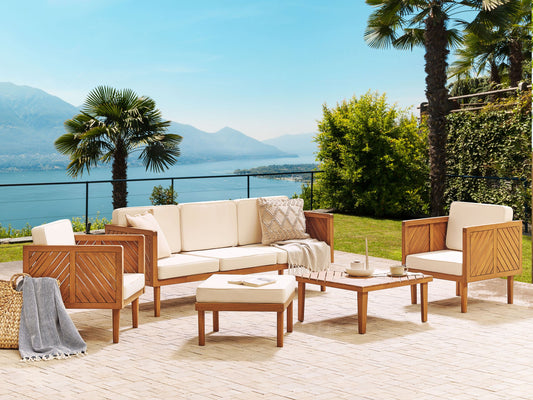 Lounge Set mit Tisch und Ottomane 5-Sitzer BARATTI Akazienholz Braun