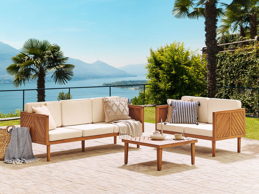 Lounge Set mit Tisch 5-Sitzer BARATTI Akazienholz Braun