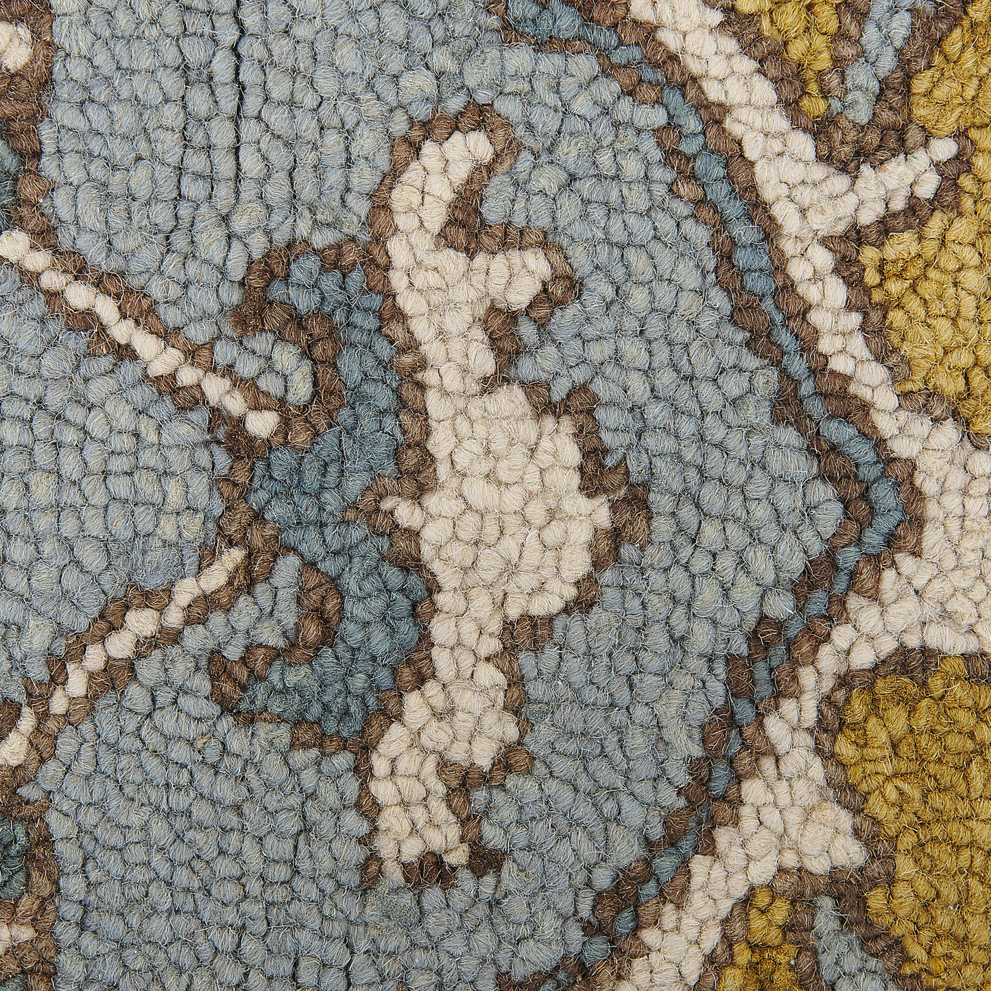 Teppich Wolle gelb / blau 140 x 200 cm orientalisches Muster Kurzflor MUCUR
