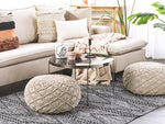 Pouf Makramee Baumwolle beige ⌀ 50 cm BERKANE