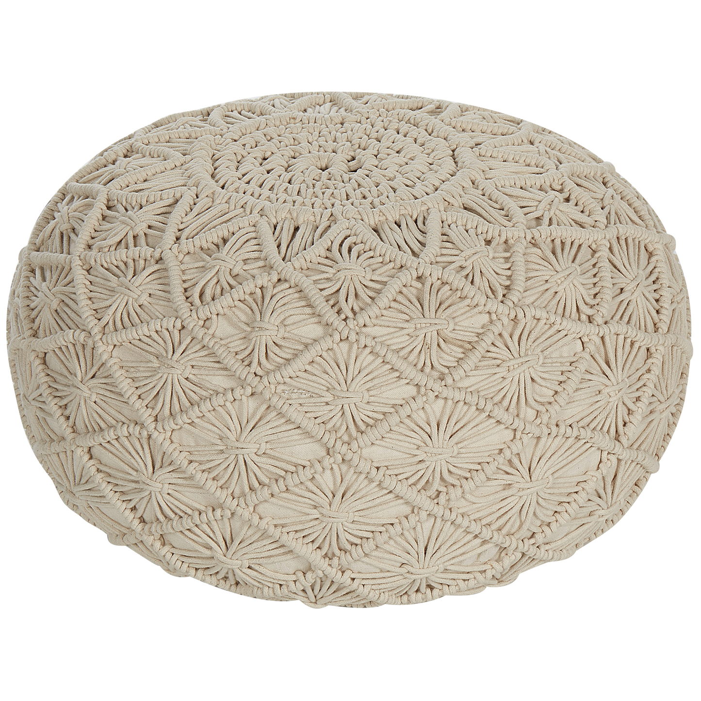 Pouf Makramee Baumwolle beige ⌀ 50 cm BERKANE