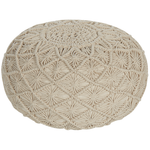 Pouf Makramee Baumwolle beige ⌀ 50 cm BERKANE