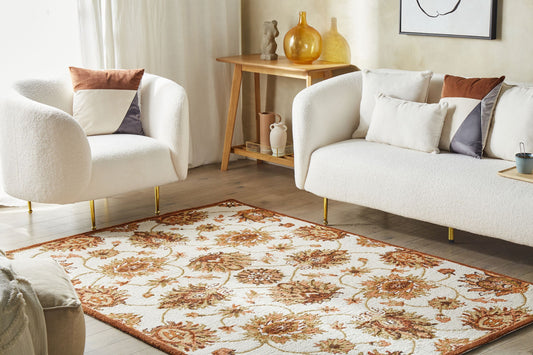 Teppich Wolle beige / braun 140 x 200 cm Kurzflor EZINE