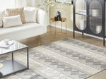 Teppich Wolle beige / grau 200 x 200 cm geometrisches Muster Kurzflor BOZOVA