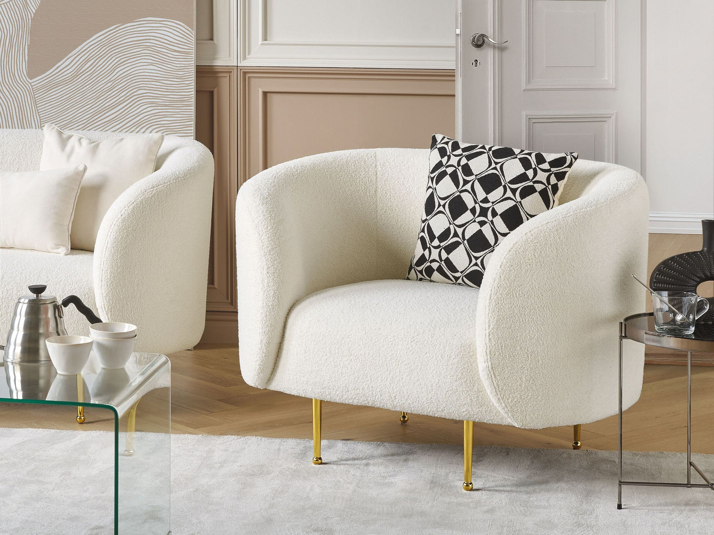 Sessel LOEN Bouclé Weiss