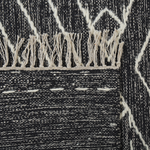 Teppich Baumwolle schwarz / weiss 80 x 150 cm geometrisches Muster Kurzflor KHENIFRA