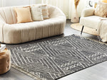Teppich Baumwolle schwarz / weiss 140 x 200 cm geometrisches Muster Kurzflor KHENIFRA