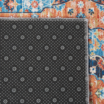 Teppich blau / orange 80 x 200 cm orientalisches Muster Kurzflor MIDALAM