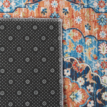 Teppich blau / orange 80 x 300 cm orientalisches Muster Kurzflor MIDALAM