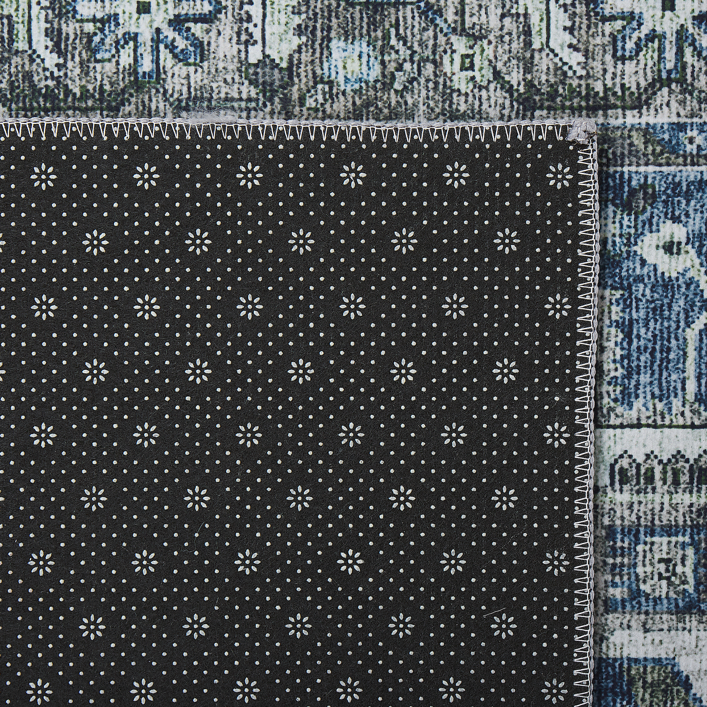 Teppich grau / blau 60 x 200 cm orientalisches Muster Kurzflor KOTTAR