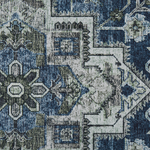 Teppich grau / blau 60 x 200 cm orientalisches Muster Kurzflor KOTTAR