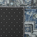 Teppich grau / blau 80 x 200 cm orientalisches Muster Kurzflor KOTTAR