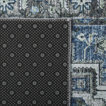 Teppich grau / blau 80 x 300 cm orientalisches Muster Kurzflor KOTTAR