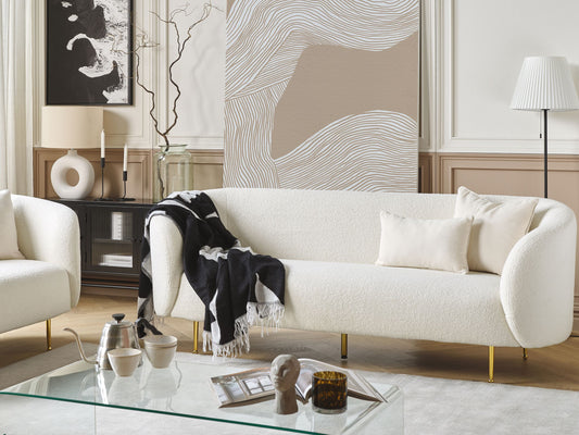 3-Sitzer Sofa Bouclé weiss LOEN