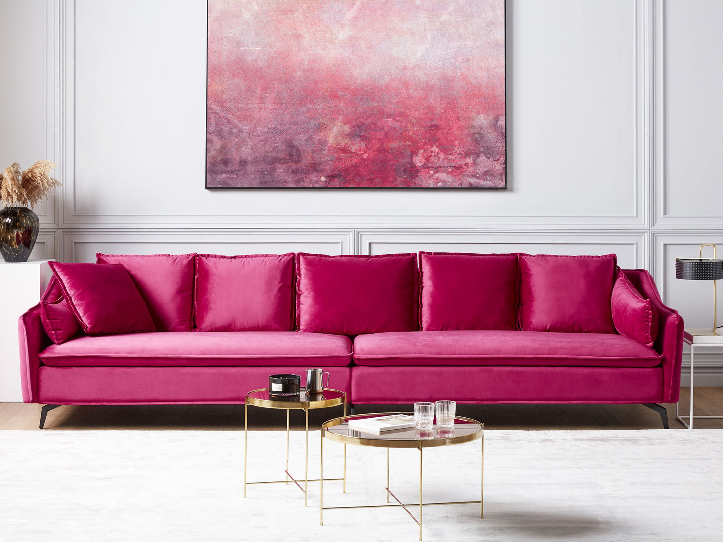 4-Sitzer Sofa Samtstoff fuchsia / schwarz AURE