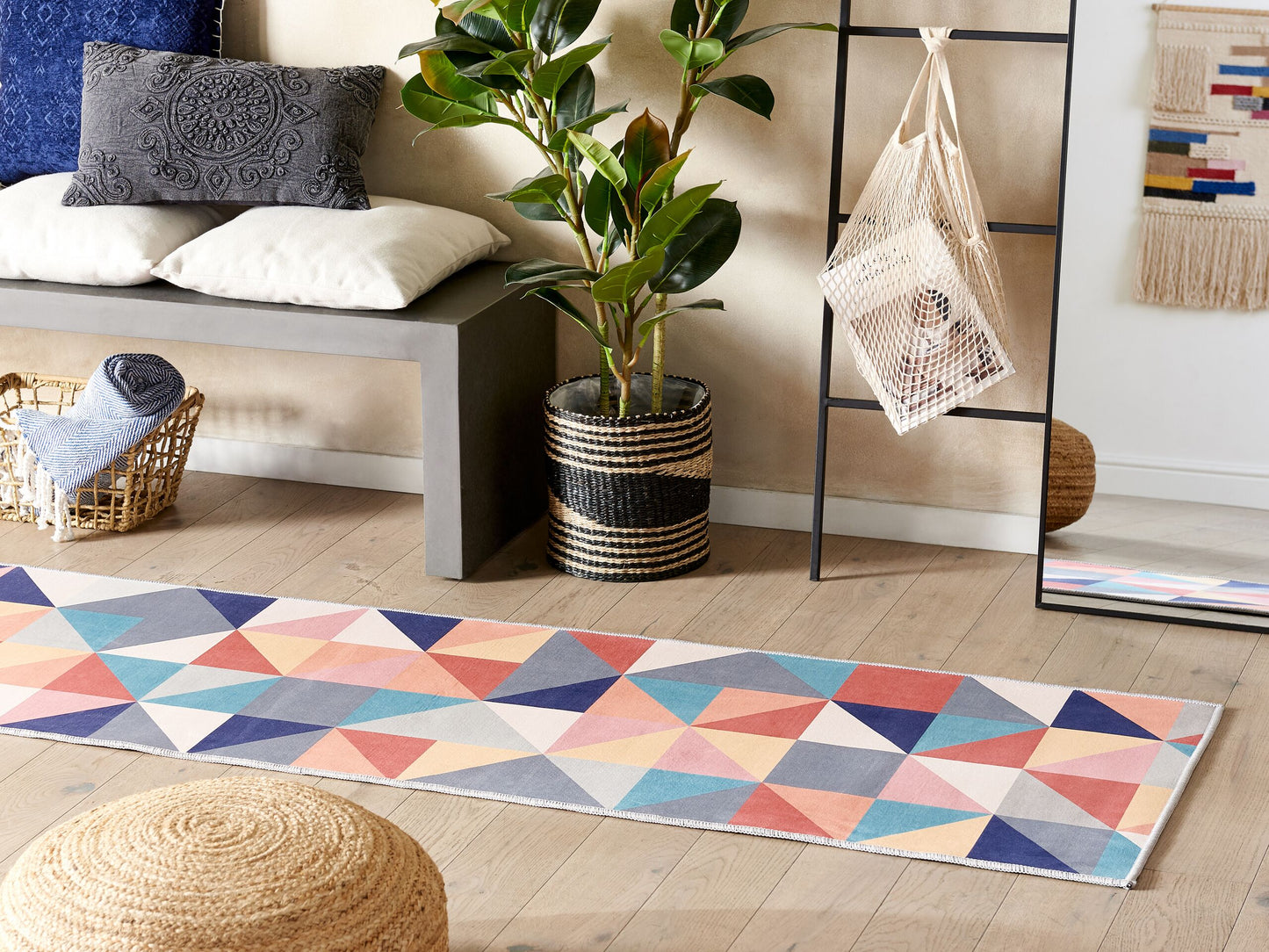 Teppich bunt 60 x 200 cm geometrisches Muster Kurzflor VILLUKURI