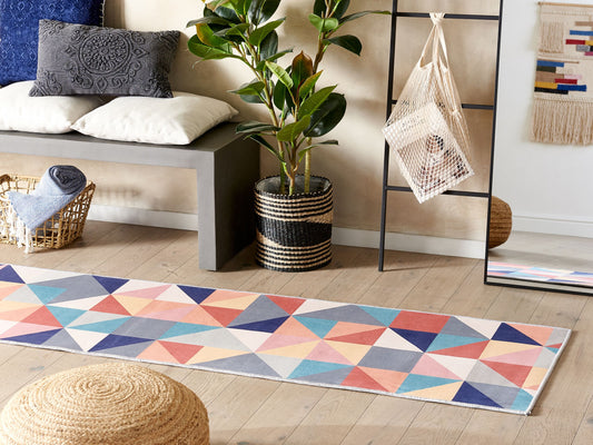 Teppich bunt 60 x 200 cm geometrisches Muster Kurzflor VILLUKURI