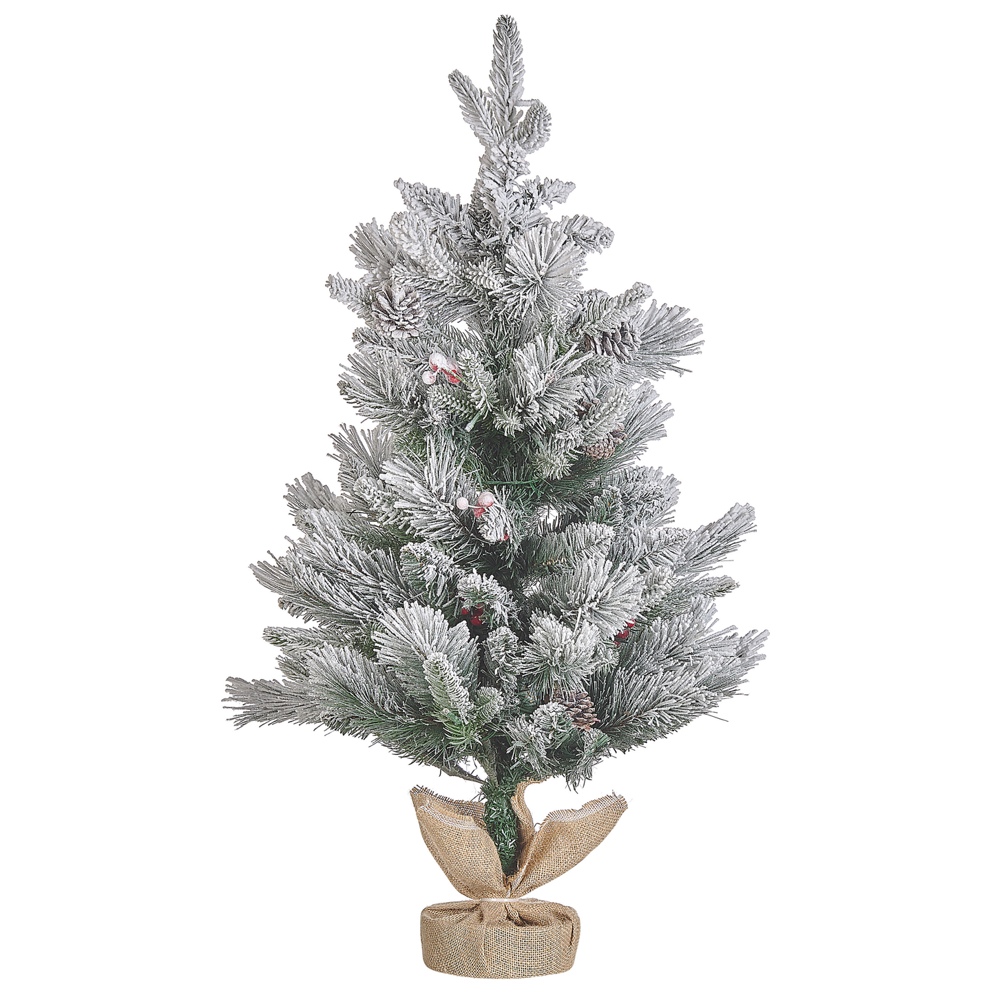Künstlicher Weihnachtsbaum mit LED Beleuchtung schneebedeckt 90 cm grün MALIGNE