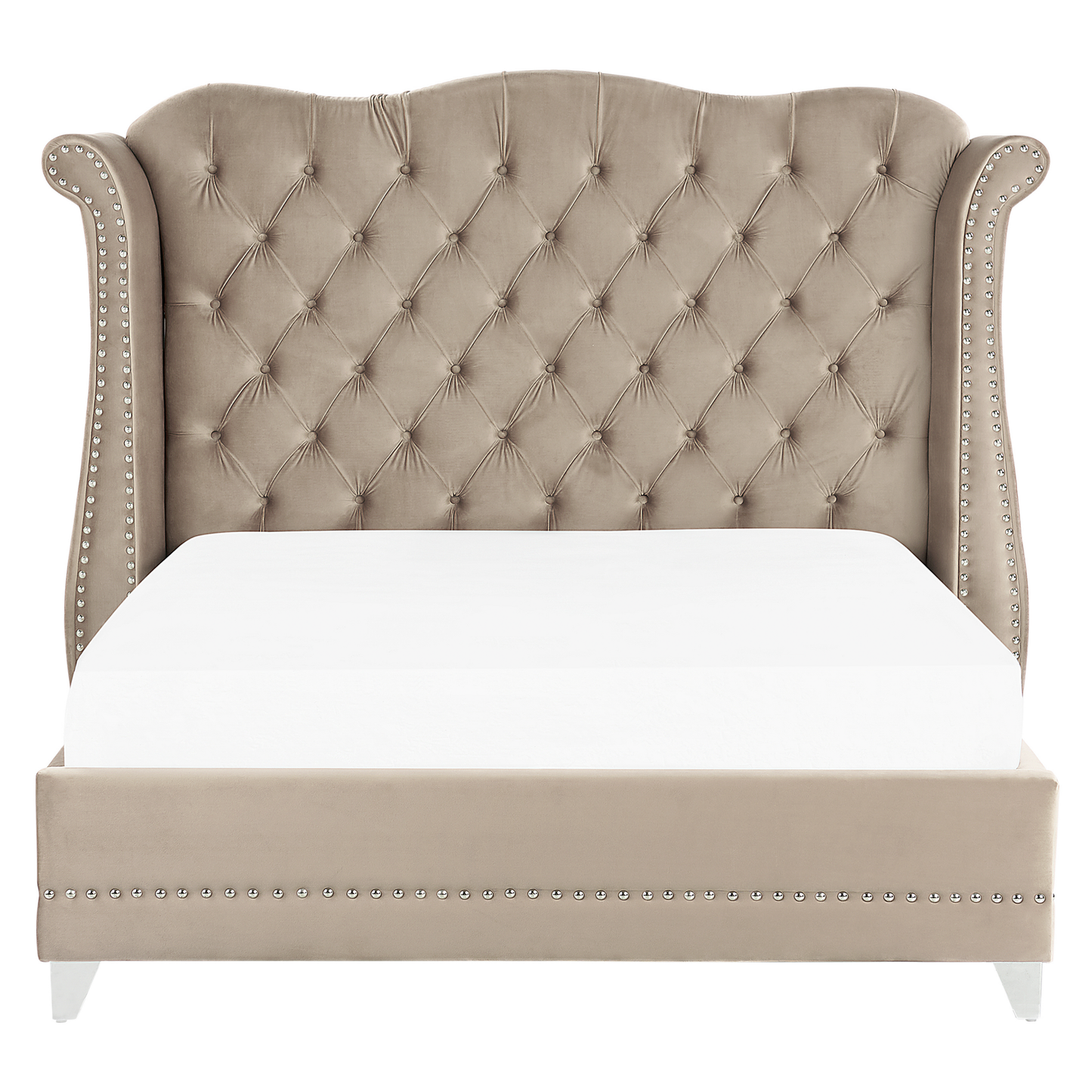 Polsterbett Samtstoff taupe Lattenrost 160 x 200 cm AYETTE