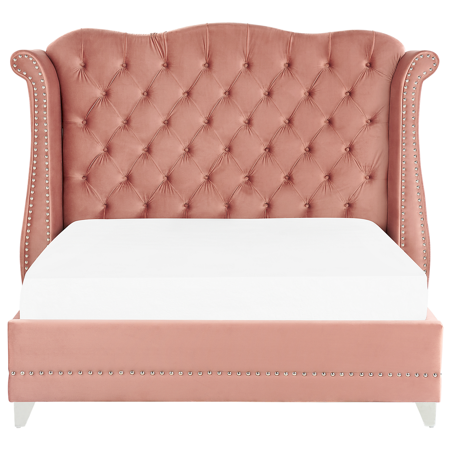 Bett mit Lattenrost Samtstoff AYETTE 160 x 200 cm Rosa