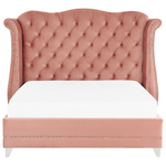 Bett mit Lattenrost Samtstoff AYETTE 160 x 200 cm Rosa