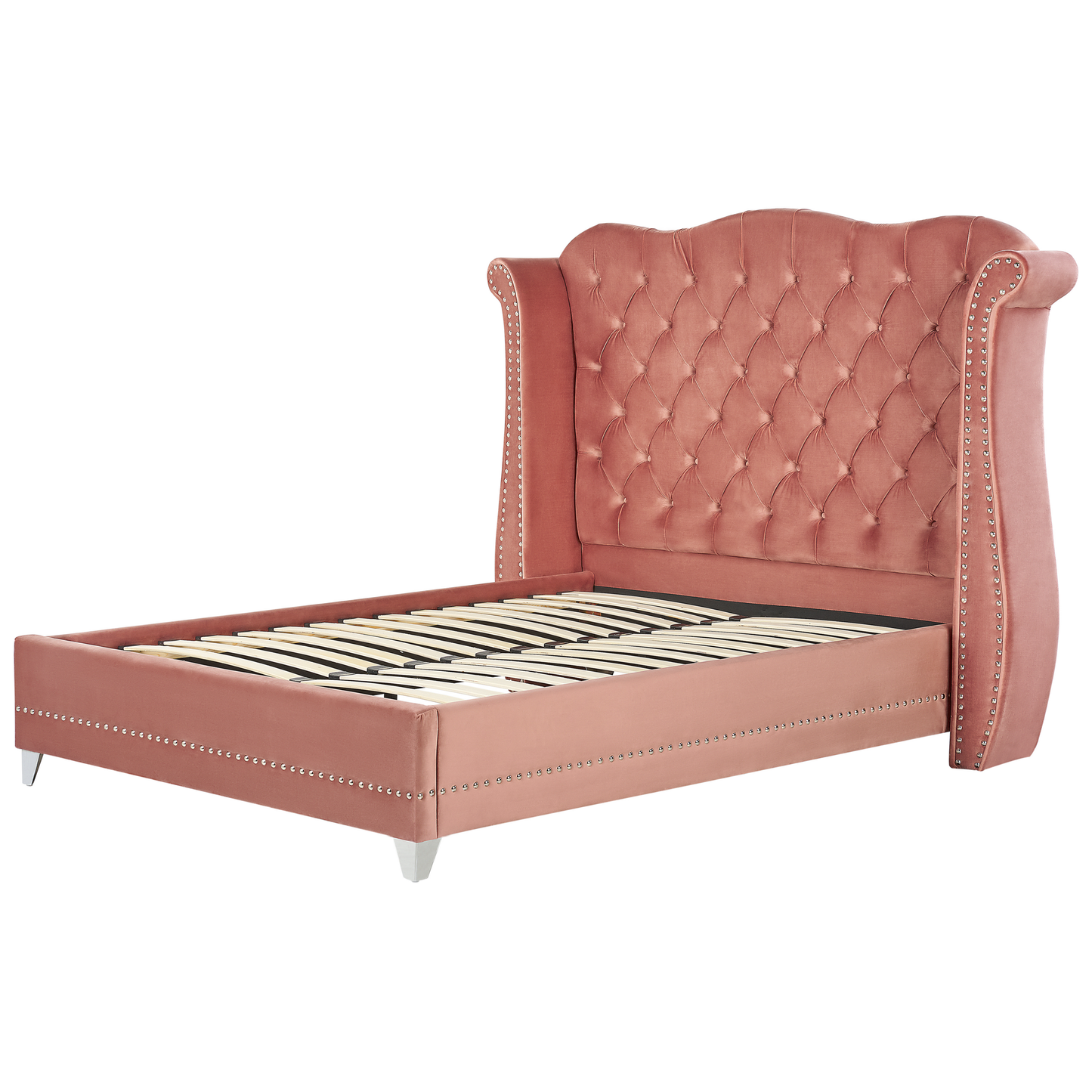 Bett mit Lattenrost Samtstoff AYETTE 160 x 200 cm Rosa