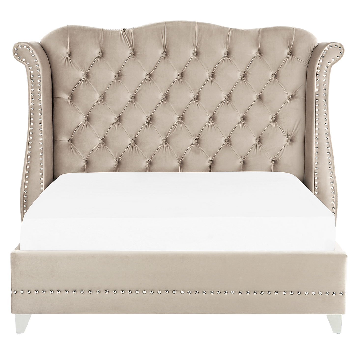Bett mit Lattenrost Samtstoff AYETTE 140 x 200 cm Beige