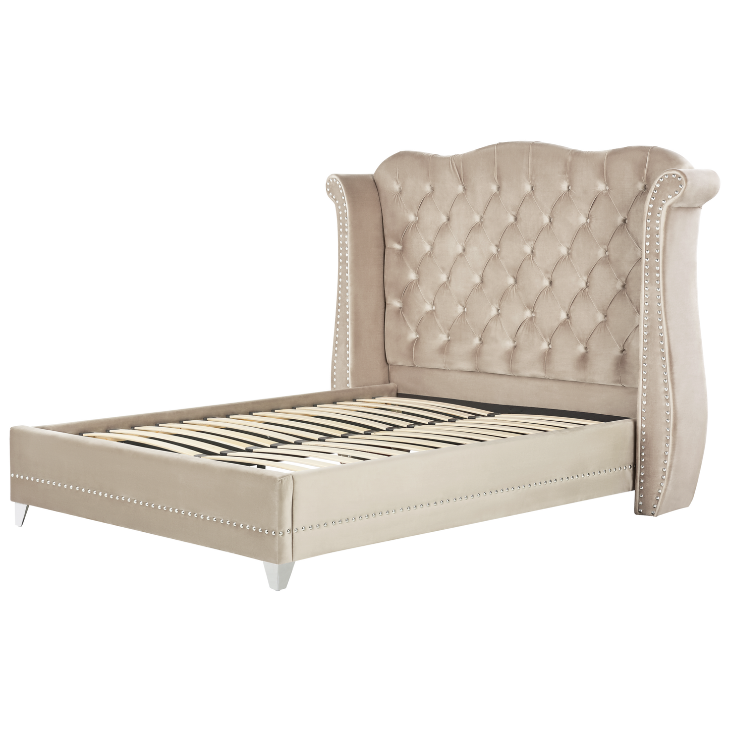 Bett mit Lattenrost Samtstoff AYETTE 140 x 200 cm Beige