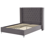 Polsterbett Samtstoff grau Lattenrost 140 x 200 cm LUBBON
